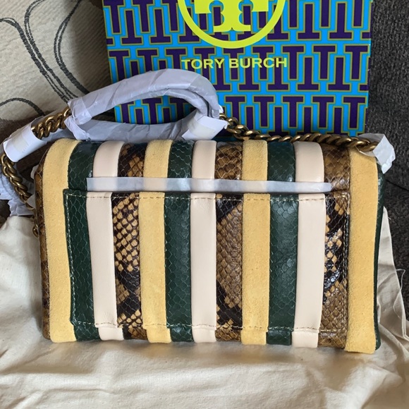 Authentic TORY BURCH Napa leather/Snakeskin/Suede turnlock flap Crosby - Picture 3 of 16